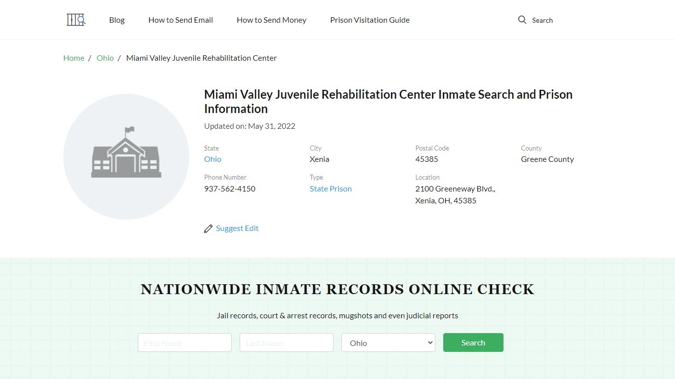 Miami Valley Juvenile Rehabilitation Center Inmate Search ...